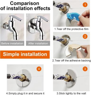 CODEKEY Lot de 4 couvercles de tuyau de chauffage, rosaces pour tubes argentés, rosace de recouvrement ronde en acier inoxydable p