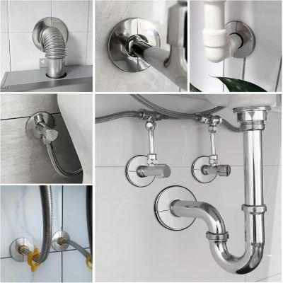 CODEKEY Lot de 4 couvercles de tuyau de chauffage, rosaces pour tubes argentés, rosace de recouvrement ronde en acier inoxydable p