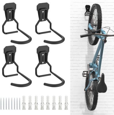 CODEKEY Lot de 4 Crochets Vélo, Supports de Cintre de Vélo en Fer, Support Mural de Rangement pour Vélos Robuste en Forme de L, Su