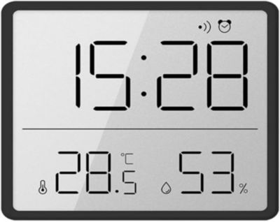 CODEKEY Thermomètre Hygromètre Numérique, Petit Réveil LCD avec Température Humidité 12/24 Heures Support de Batterie pour Maison