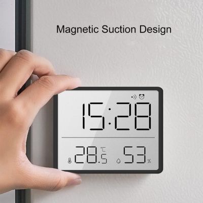 CODEKEY Thermomètre Hygromètre Numérique, Petit Réveil LCD avec Température Humidité 12/24 Heures Support de Batterie pour Maison