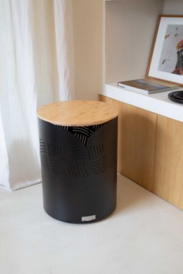 Coffre à granulés rond Le Marquier Essentiel avec couvercle en bambou