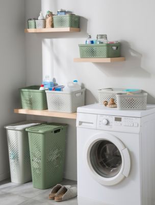 Coffre à linge vert 40L en polypropylène, Sundis Pixel Slim