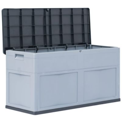 Coffre boîte meuble de jardin rangement gris Helloshop26
