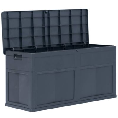 Coffre boîte meuble de jardin rangement noir Helloshop26