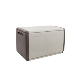 Coffre Brakel, Coffre polyvalent, Coffre de rangement, Boîte de rangement, 100% Made in Italy, 96x53h57 cm, Beige et Marron