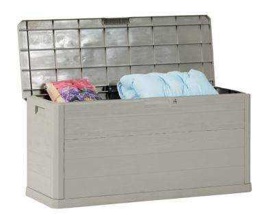 Coffre de jardin 280 L, l.117 x H.56 x P.45 cm, taupe, Toomax Woody's