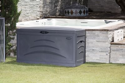 Coffre de jardin 500 L, l.121 x H.67 x P.76 cm, gris anthracite, Eda Maxi Serena