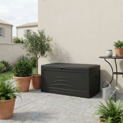 Coffre de jardin 500 L, l.121 x H.67 x P.76 cm, gris anthracite, Eda Maxi Serena