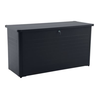 Coffre de jardin acier 744 L, l.160 x H.83 x P.65 cm, gris anthracite, Klikstrom Flato