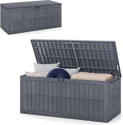 Coffre de Jardin Boîte Extérieur en Résine, Banc de Jardin, Malle de Rangement Étanche pour Terrasse Balcon, ( 680L,Anthracite)