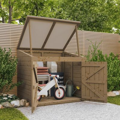 Coffre de jardin bois traité 1200L 20mm avec couvercle étanche - GENIO Gardy Shelter