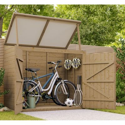 Coffre de jardin bois traité 28mm 2000L toit polyéthylène - Gardy Shelter