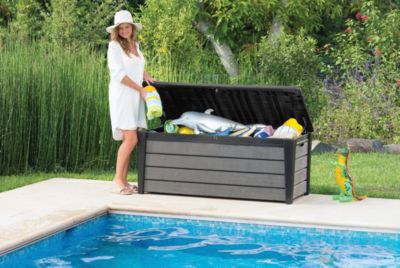 Coffre de jardin BRUSHWOOD en résine - KETER - gris - 455 litres