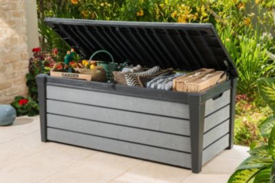 Coffre de jardin BRUSHWOOD en résine - KETER - gris - 455 litres