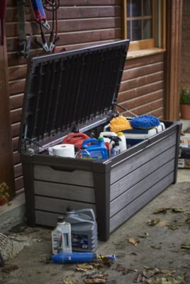 Coffre de jardin BRUSHWOOD en résine - KETER - gris - 455 litres