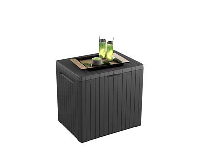 Coffre de jardin CITY CUBE en résine - KETER - gris anthracite - 113 litres