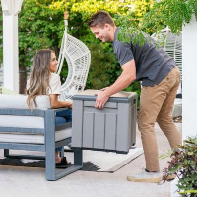 Coffre de jardin cube 94 L, L.51 x l.51 x H.51 cm, marron, Lifetime 60372U
