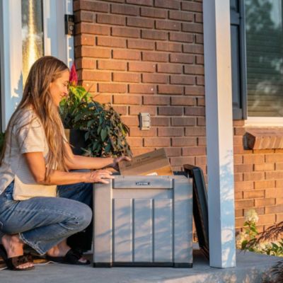 Coffre de jardin cube 94 L, L.51 x l.51 x H.51 cm, marron, Lifetime 60372U