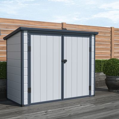 Coffre de jardin en résine 1,79m² avec plancher, gris clair, étanche - Jôbu