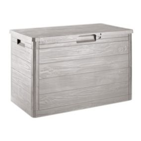 Coffre de jardin en résine 160 Litres GRIS TAUPE 77X 44 X 53 cm Protection Anti uv TOOMAX