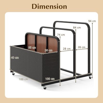 Coffre de Jardin Exterieur avec Portant Roues,avec et 2 Porte ...