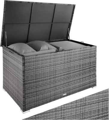 Coffre de jardin Gris 750 L Aluminium et Polyrotin 145 x 82,5 x 79,5 cm