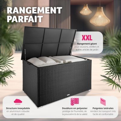 Coffre de jardin Gris 750 L Aluminium et Polyrotin 145 x 82,5 x 79,5 cm