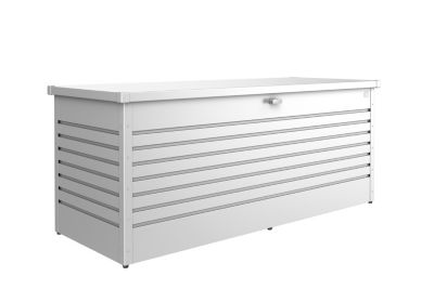 Coffre de jardin métal 1050 L, l.201 x H.83 x P.79 cm, gris argent, Biohort T200