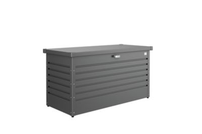 Coffre de jardin métal 460L, l.134 x H.71 x P.62 cm, gris foncé, Biohort T130
