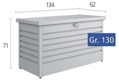 Coffre de jardin métal 460L, l.134 x H.71 x P.62 cm, gris foncé, Biohort T130