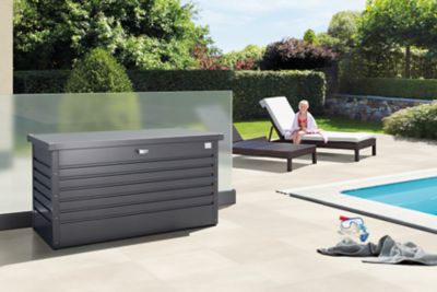 Coffre de jardin métal 830 L, l.151 x H.78 x P.70,5 cm, gris foncé, Biohort T160HIGH