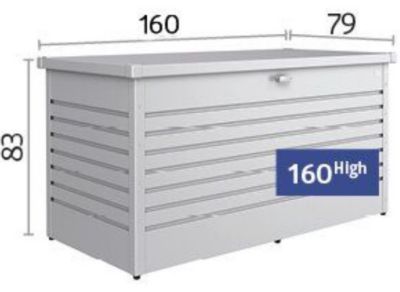 Coffre de jardin métal 830 L, l.151 x H.78 x P.70,5 cm, gris foncé, Biohort T160HIGH