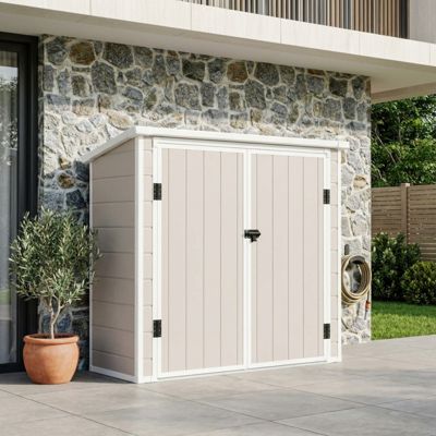 Coffre de jardin résine beige 1,79m² porte loquet Jôbu - Étanche et anti-UV