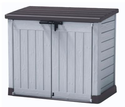 Coffre de jardin résine 1200 L, l.145,5 x H.125 x P.82 cm, effet bois noir et gris, KETER Sio Max