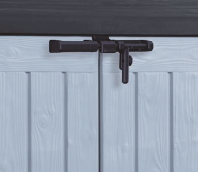 Coffre de jardin résine 1200 L, l.145,5 x H.125 x P.82 cm, effet bois noir et gris, KETER Sio Max