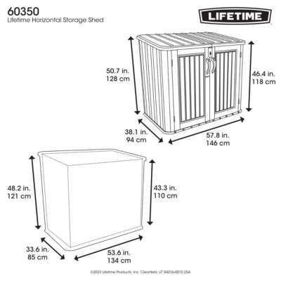 Coffre de jardin résine 1380 L, L.146 x l.94 x H.128 cm, gris, Lifetime 60350