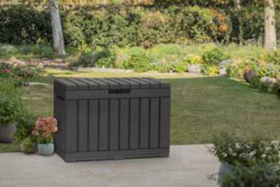Coffre de jardin résine 190 L, l.82,3 x H.57,7 x P.45 cm, gris anthracite, Keter Kentwood