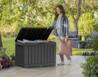 Coffre de jardin résine 190 L, l.82,3 x H.57,7 x P.45 cm, gris anthracite, Keter Kentwood