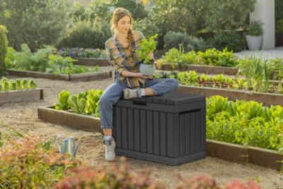 Coffre de jardin résine 190 L, l.82,3 x H.57,7 x P.45 cm, gris anthracite, Keter Kentwood