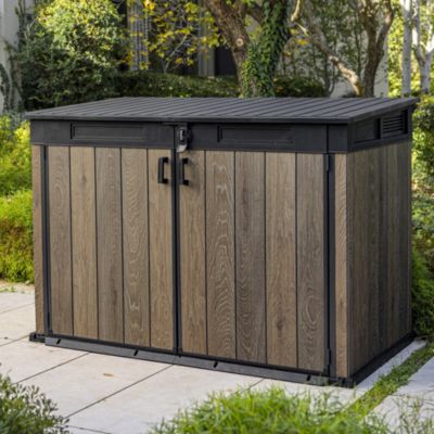 Coffre de jardin résine 2020 L, l.190,5 x H.132,5 x P.109,3 cm, effet bois noyer, Keter Walnut Signature