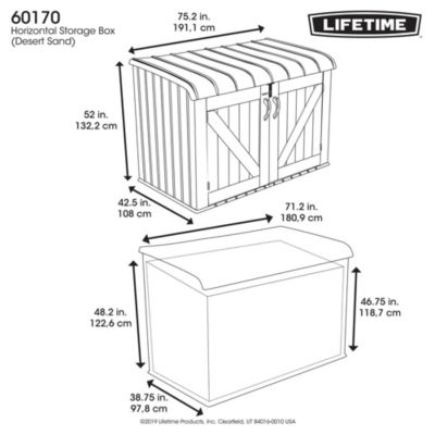 Coffre de jardin résine 2124 L l.191,1 x H.132,2 x P.108 cm, beige, Lifetime 60170