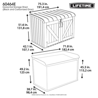 Coffre de jardin résine 2124 L, L.191 x l.107 x H.132 cm, gris, Lifetime 60464E