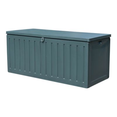 Coffre de jardin résine 490 L, l.146,4 x H.64,4 x P.61 cm, gris granit, Klikstrom Catria