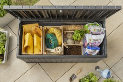 Coffre de jardin résine 511 L, l.142,5 x H.71,2 x P.65,3 cm, gris anthracite, Keter Darwin
