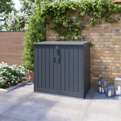 Coffre de jardin résine 775 L, l.115 x H.112,5 x P.71 cm, gris granit, Klikstrom Catria