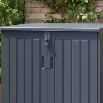 Coffre de jardin résine 775 L, l.115 x H.112,5 x P.71 cm, gris granit, Klikstrom Catria