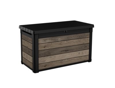 Coffre de jardin résine effet bois noyer 380 L, l.122,9 x H.70,9 x P.62,1 cm, Keter Walnut Signature