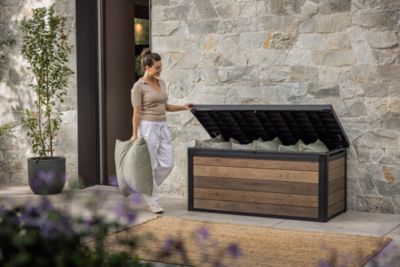 Coffre de jardin WALNUT Signature en résine effet bois - coloris noyer - 570L - KETER