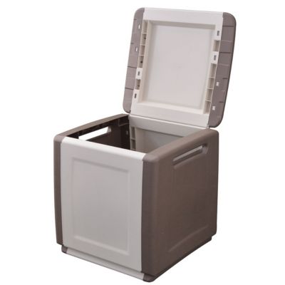 Coffre de rangement 130L Beige/Taupe 54 x 53 x H57cm Poignées de transport polypropylène INTEC